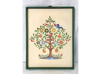 Folk Art 'Tree Of Life' Painting Signed E. Henkel
