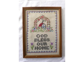 Framed 'God Bless Our Home' Cross-Stitch