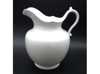 KT & K Co. Antique Large 11' White Semi-Vitreous Porcelain Pitcher