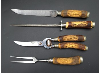 PUMA Solingen Carving Set With Antler Handles, C. ~1950s