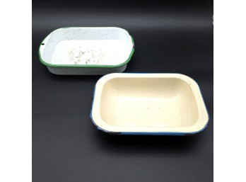 Vintage Enamelware Baking Pans, C. ~1950s-1970s
