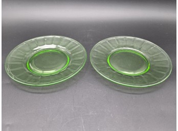 Uranium Green Depression Glass Plates, 8' - C. 1930s