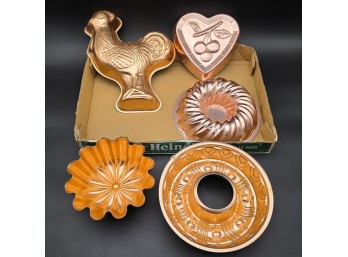 Vintage Copper Molds - Rooster, Heart, Bundt, Ring C. ~1960s-1970s
