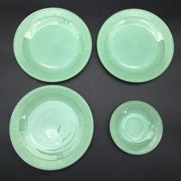 Fire-King Jadeite Ribbed Plate Lot, 9' & 6' - C. 1940s-1960s