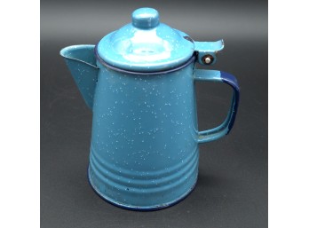 Blue Speckled Enamelware Coffee Percolator C. ~1950s-1970s