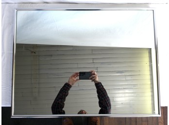 Large Heavy High-Quality Rectangular Wall Mirror With Brushed Steel Frame