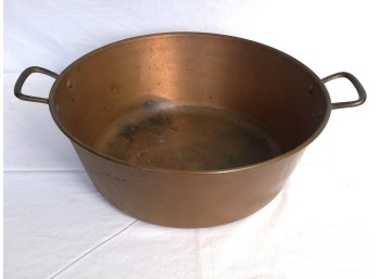 Antique Copper Pot / Basin With Brass Handles, C. 1900-1940