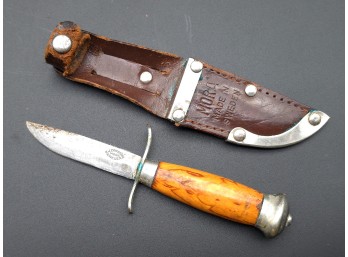 K. J. Eriksson MORA Sweden Antique Fixed Blade Knife With Original Sheath, C. ~1960s