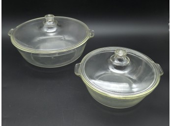 PYREX Clear Glass Round Serving Dishes - C. ~1970s - 80s