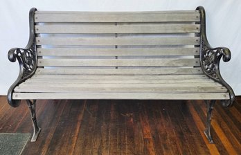 Cast Iron & Wood Outdoor Garden Bench - C. 1980s