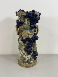 18 Inch Monumental Amphora (Austria) Vase, Basketweave With Grapes