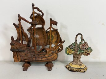 (2) Antique Cast Iron Doorstops