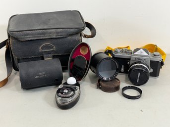 Nikon F 35mm Camera In Case