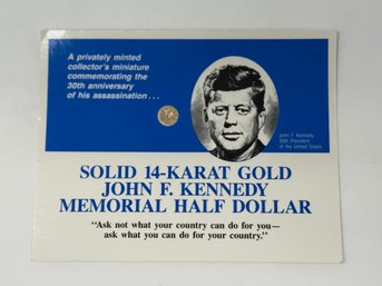 14k Solid Gold Miniature Kennedy Half Dollar