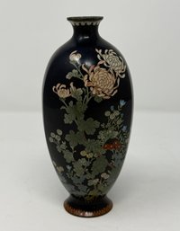 Meiji Period Blue Ground 6.5' Japanese Cloissone Vase