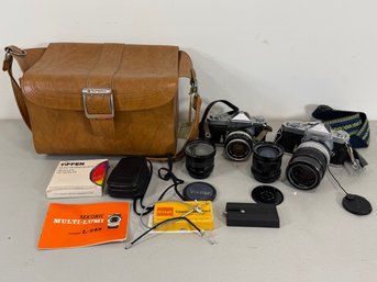 (2) Nikkormat SLR 35mm Cameras & Lenses