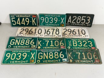 (12) Vermont License Plates
