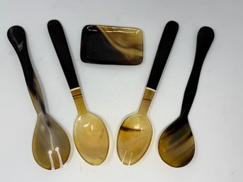 Carved Horn Serving Utensils