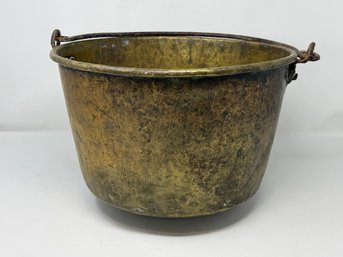 Early Brass Jelly Kettle With Iron Handle