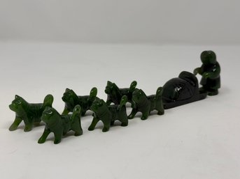 (8) Piece Hardstone (Jade?) Dog Sled Set