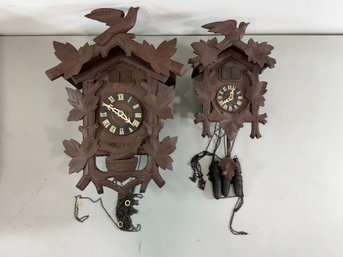 2 Carved German Cuckoo Clocks
