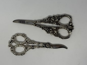 (2) Pairs Sterling Handled Grape Shears