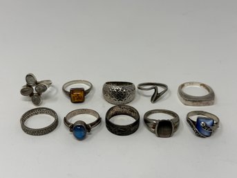 (10) Sterling Silver Rings, Jewelry Lot