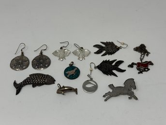 Sterling Silver Jewelry Lot Featuring Animals