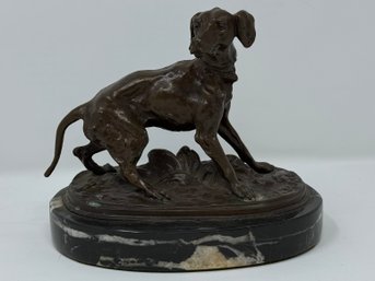 Pierre-Jules (P.J.) Mene Signed Bronze Setter On Marble Base