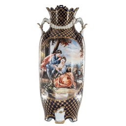 Rococo Style Vase With Hand-painted Motif