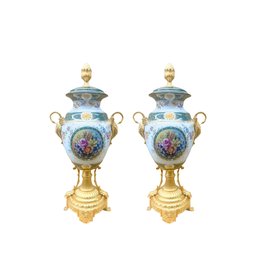 Gilded Florals: Sophisticated Porcelain Jars With Baroque Motifs And Goose Handles Set