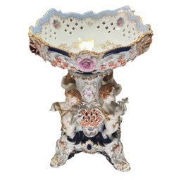 Timeless Charm: Porcelain Bowl With Musical Cherubs In Nature