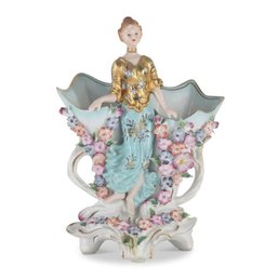 Hand-Painted Lady Flower Holder: An Artistic Masterpiece