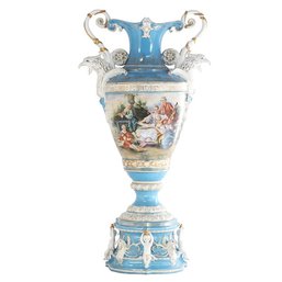 A Treasure To Behold: Hand-Painted Porcelain Vase With Society Scenes