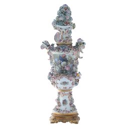 Three Dimensional Hand-painted Louis XV Style Porcelain Flower Urn