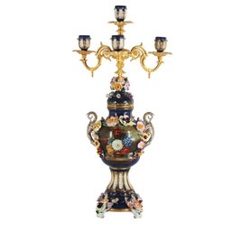 Timeless Beauty In Bloom: Hand-Painted Four Cup Porcelain Flower Candle Holder