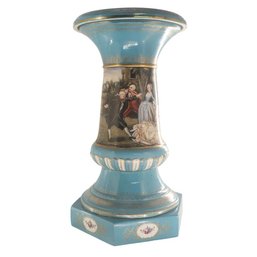 Hand-painted Teal Hexagonal Porcelain Side Table