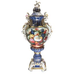 Rococo Floral Odyssey: A Hand-painted Porcelain Urn Of Radiant Elegance