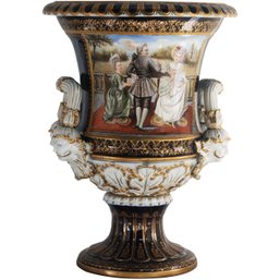 Beige Floral Porcelain Krater Pot