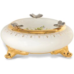 Artistry In Porcelain: Hand-Painted Rococo Butterfly Ashtray With Intricate Details - A Timeless Masterpiece