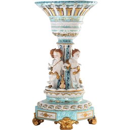 Hand-painted Rococo Style Porcelain Bowl With Cherubs