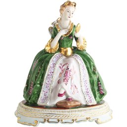 Graceful Reflections: Hand-painted Rococo Style Society Lady Figurine