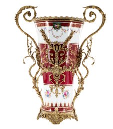 Breathtaking Beauty: Large Red Vase With Hand-Painted Details