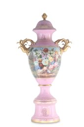 A Touch Of Class: Hand-Painted Pink Porcelain Vase With Baroque Floral Motif