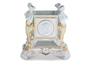 Four Mermaids Square Porcelain Bowl With Soft Blue Color