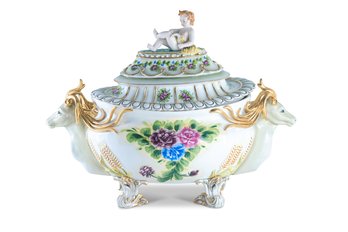 Handcraft And Hand-painted Cherub & Horse Mythological Tureen