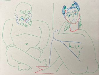 Pablo Picasso, Attributed: Deux Personnages Assis