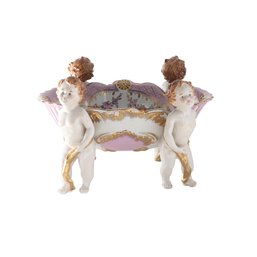 Hand-painted Four Cherub Pulling In Pink