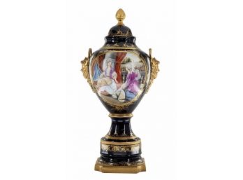 Hand Painted Rococo Style Porcelain And Bronze Vase