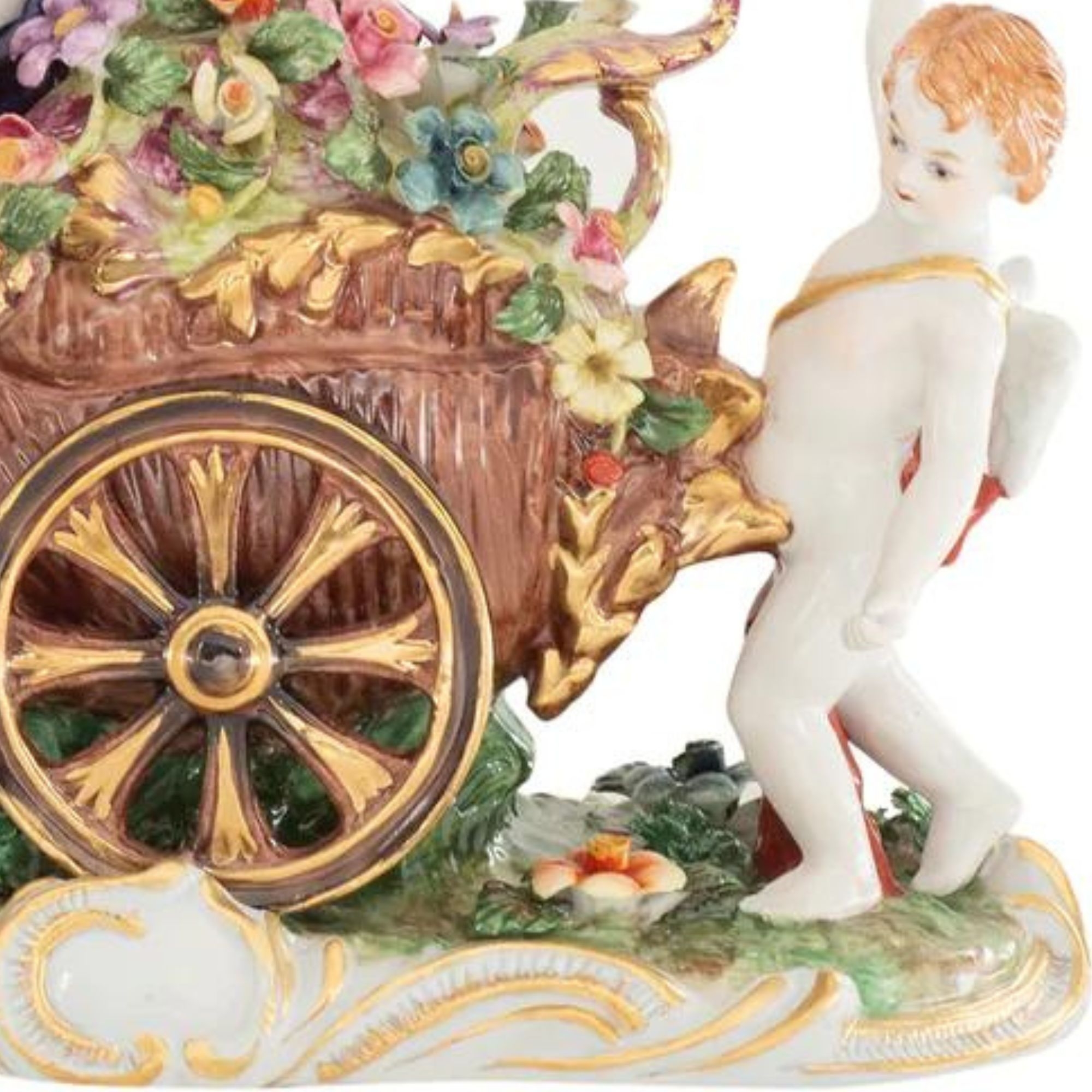 A Cherubic Journey: Exquisite Figurine Of Cherubs In A Wagon #2634